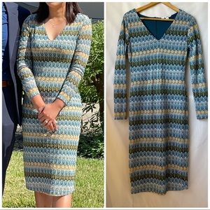 Miami crochet lace midi dress long sleeve fall colors retro mod 70’s